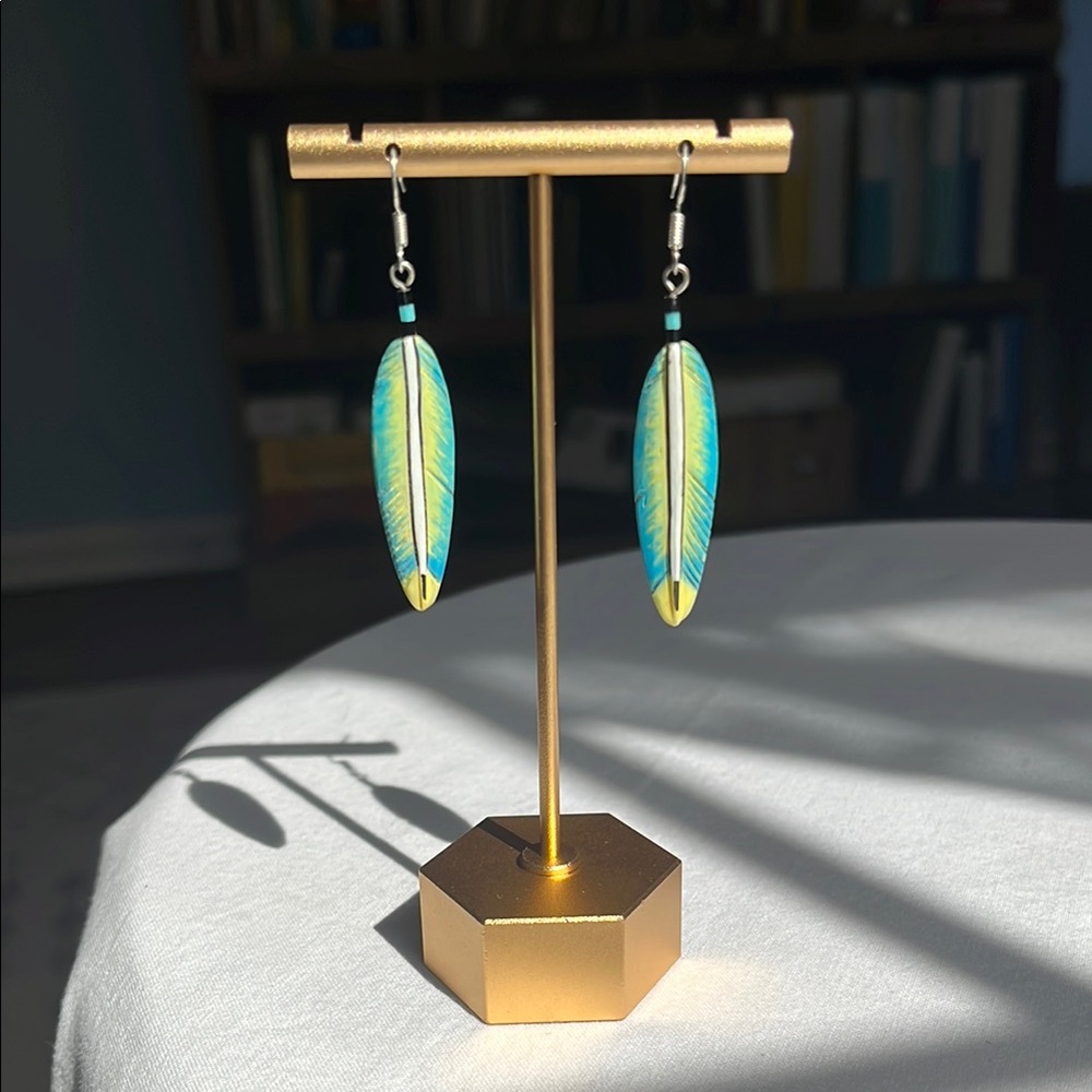 Hand-Carved Feather Earrings